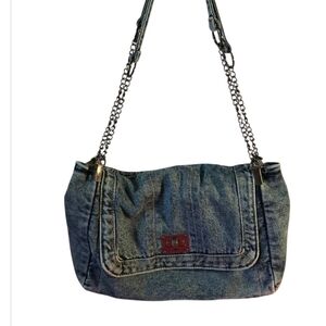 Denim Chain Strap Shoulder Bag